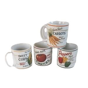 Lot of 4 Mugs The Sakura Table Farmstand Vegetables